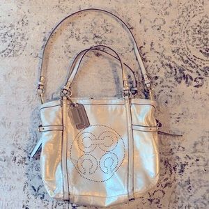 Coach Audrey metallic leather cross body tote